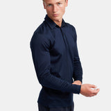 Midnight Blue Long Sleeve Polo Shirt - Stylish Comfort & Versatility Homme8 Polo's