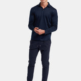 Midnight Blue Long Sleeve Polo Shirt - Stylish Comfort & Versatility Homme8 Polo's