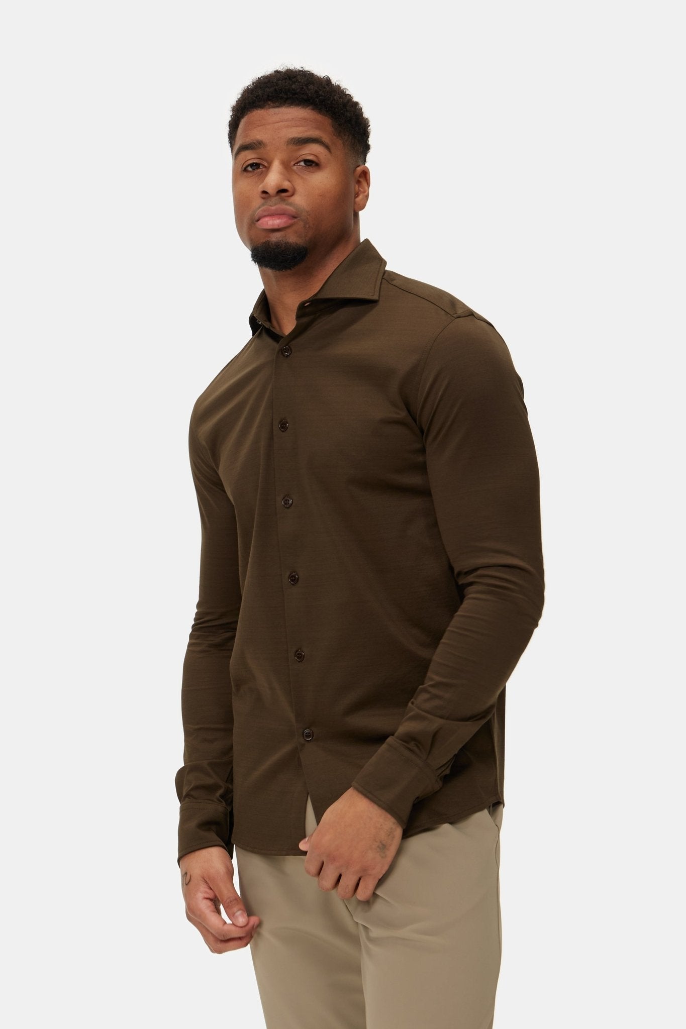 Mocha Brown Formal Shirt - Elegant Fit for Every Occasion Homme8 Overhemden