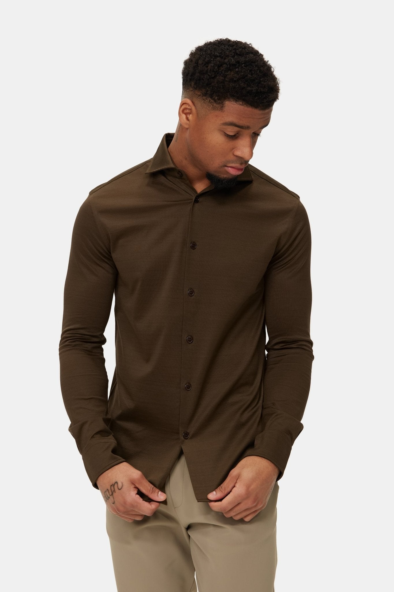 Mocha Brown Formal Shirt - Elegant Fit for Every Occasion Homme8 Overhemden
