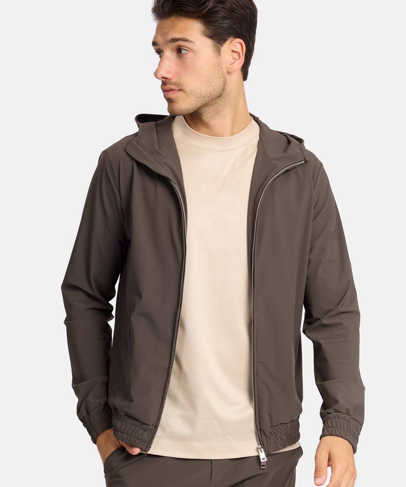 Mocha Brown Hooded Tech Vest - Stylish & Functional Layering Homme8 Trainingspak