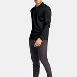 Onyx Black Long Sleeve Polo Shirt - Stylish & Versatile Comfort Homme8 Polo's
