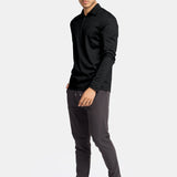 Onyx Black Long Sleeve Polo Shirt - Stylish & Versatile Comfort Homme8 Polo's