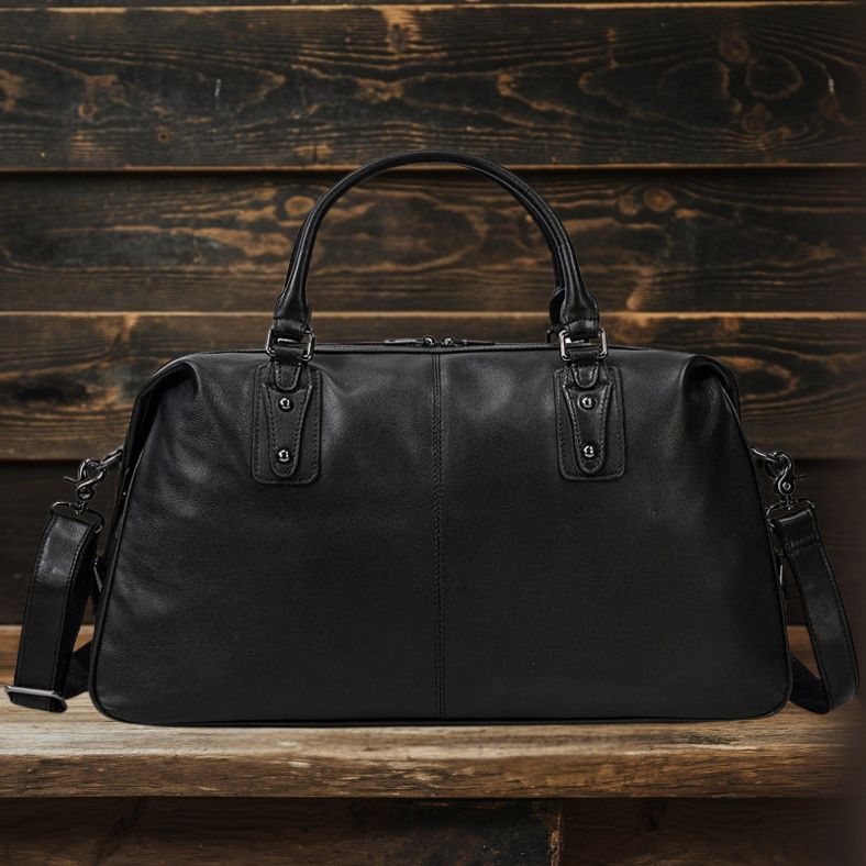 Premium Black Leather Holdall Bag NASHVILLE - Stylish & Durable Homme8 leather duffle bag