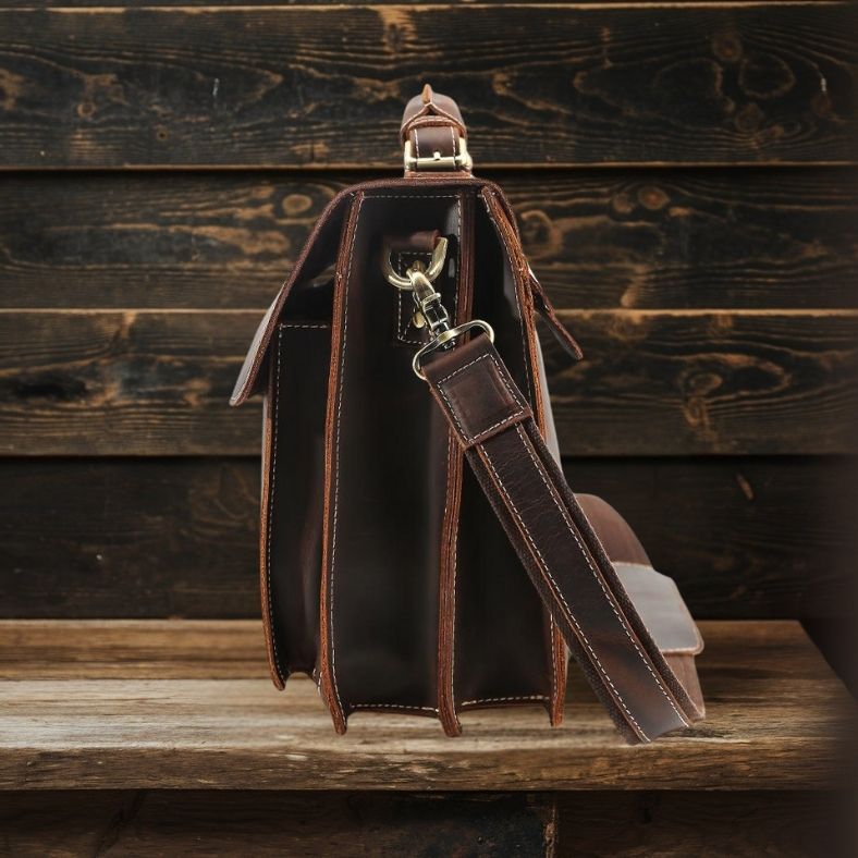 Premium Brown Leather Shoulder Bag | Stylish & Durable COLMAR Homme8 leather shoulder bag