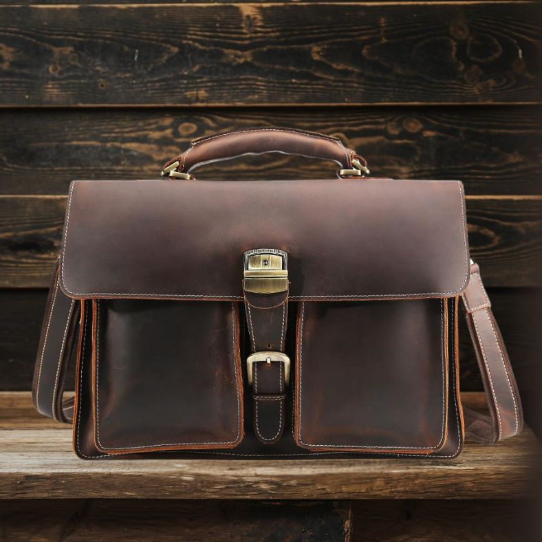 Premium Brown Leather Shoulder Bag | Stylish & Durable COLMAR Homme8 leather shoulder bag