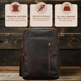 Premium Crazy Horse Leather Backpack - Durable & Stylish WYOMING