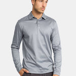 Premium Mist Grey Long Sleeve Polo Shirt - Stylish & Comfortable Homme8 Polo's
