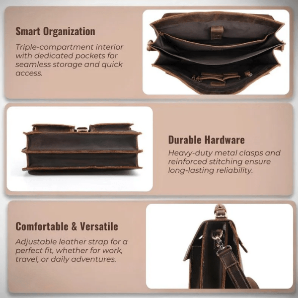 Premium Brown Leather Shoulder Bag | Stylish & Durable COLMAR Homme8 leather shoulder bag
