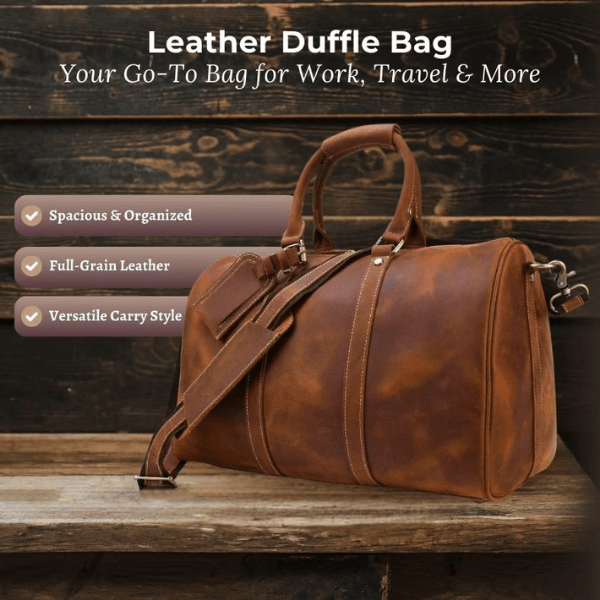 Premium Leather Duffle Bag | LEUVEN - Stylish & Durable Travel Companion Homme8 leather duffle bag