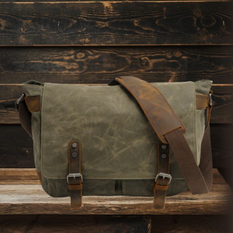 RENO Canvas Laptop Messenger Bag - Stylish, Durable & Functional Homme8 Waxed Canvas Messenger Bag