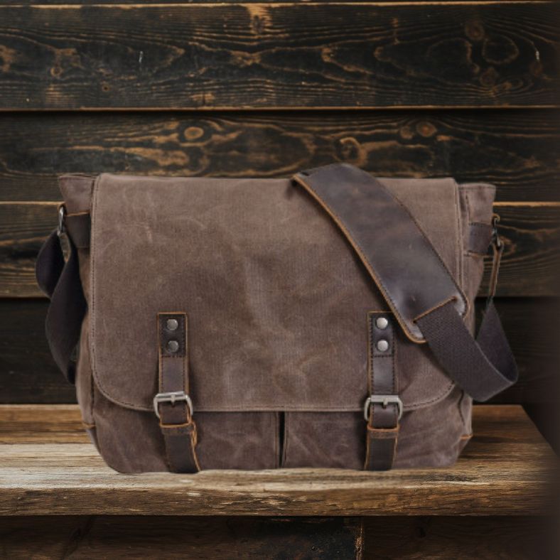RENO Canvas Laptop Messenger Bag - Stylish, Durable & Functional Homme8 Waxed Canvas Messenger Bag