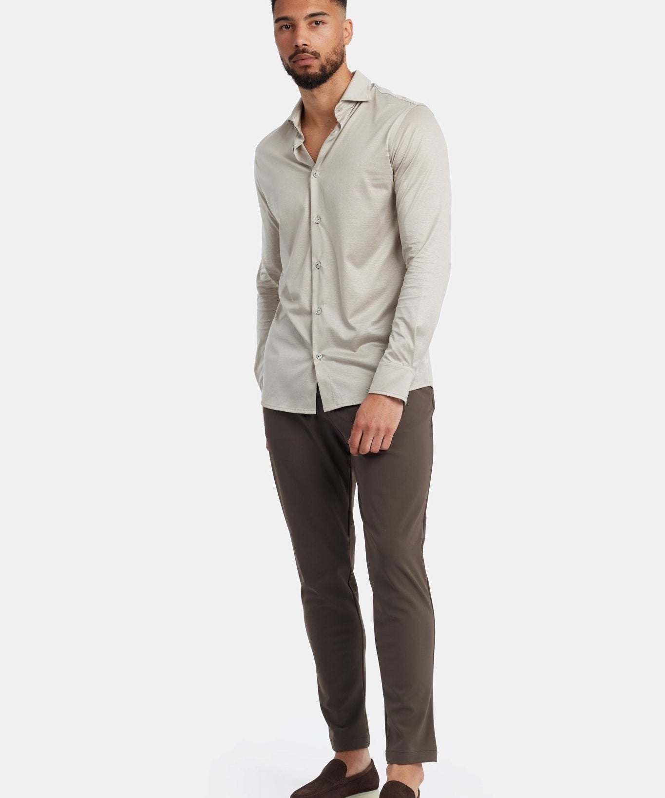 Sandstone Beige Formal Shirt - Elegant Comfort & Timeless Style Homme8 Overhemden