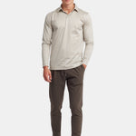Sandstone Beige Long Sleeve Polo Shirt - Stylish Comfort & Versatility Homme8 Polo's