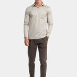 Sandstone Beige Long Sleeve Polo Shirt - Stylish Comfort & Versatility Homme8 Polo's
