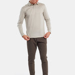 Sandstone Beige Long Sleeve Polo Shirt - Stylish Comfort & Versatility Homme8 Polo's