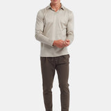 Sandstone Beige Long Sleeve Polo Shirt - Stylish Comfort & Versatility Homme8 Polo's