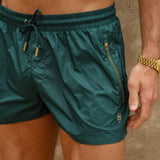 Signature Pine Green Swim Shorts - Stylish, Comfortable & Durable Homme8 Luxury Resort Wear