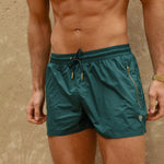 Signature Pine Green Swim Shorts - Stylish, Comfortable & Durable Homme8 Luxury Resort Wear