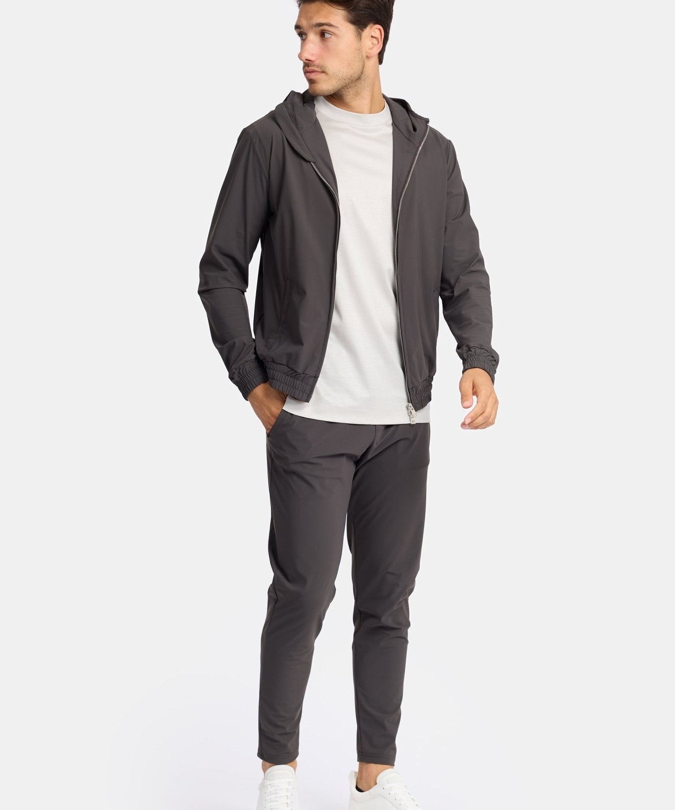 Slate Grey Hooded Tech Suit - Stylish Comfort & Performance Homme8 Trainingspak