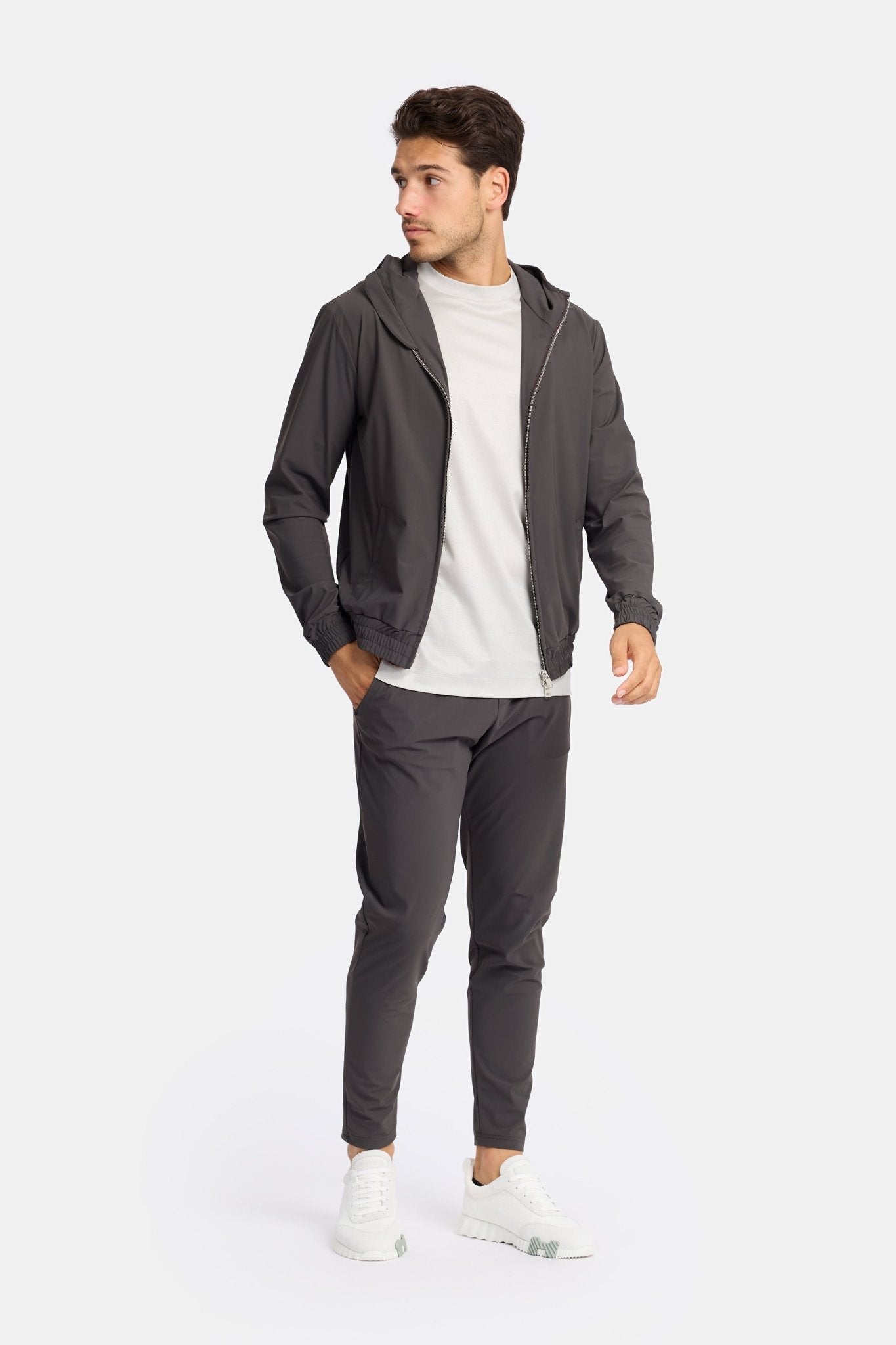 Slate Grey Hooded Tech Suit - Stylish Comfort & Performance Homme8 Trainingspak