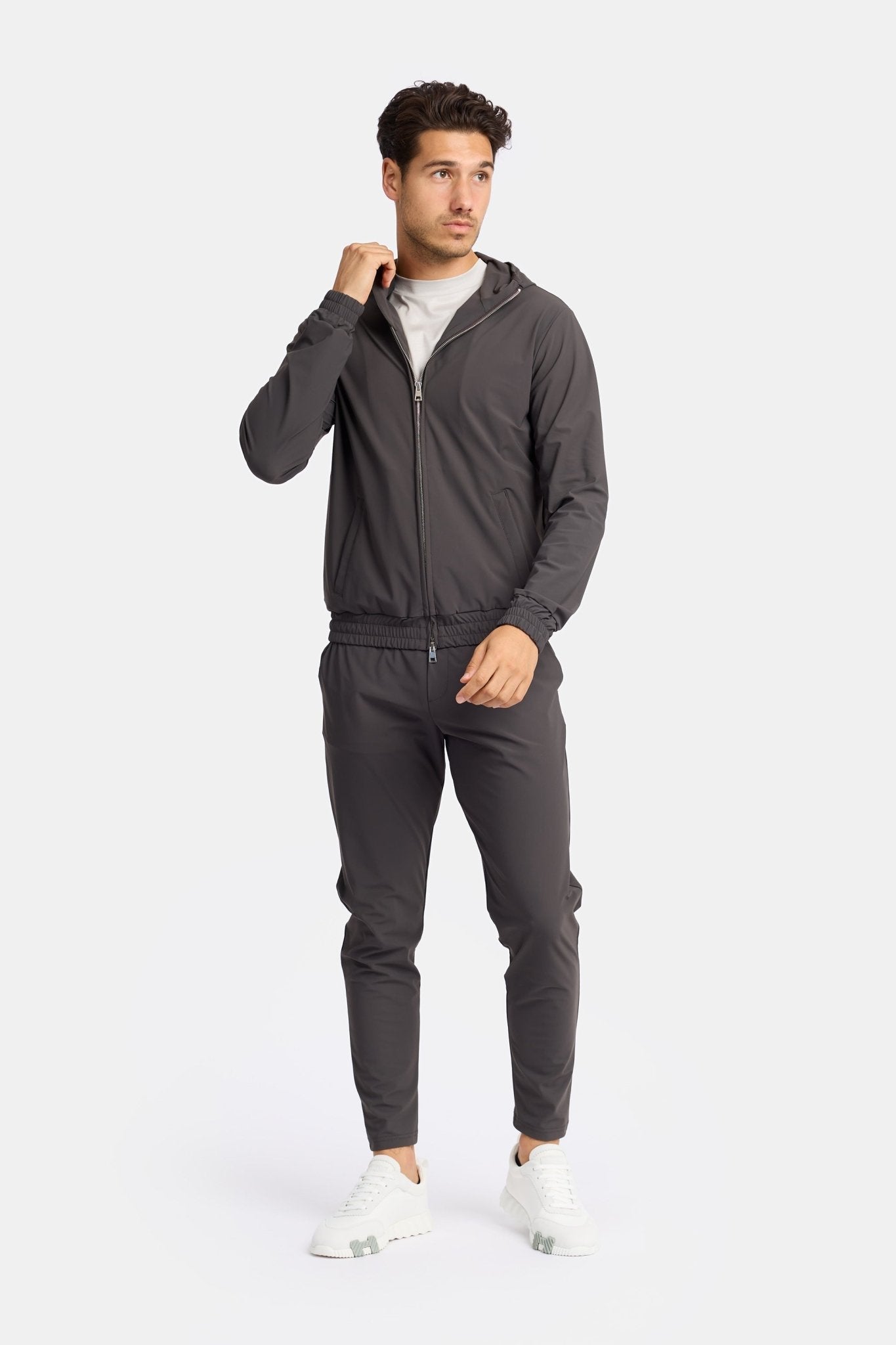 Slate Grey Hooded Tech Suit - Stylish Comfort & Performance Homme8 Trainingspak