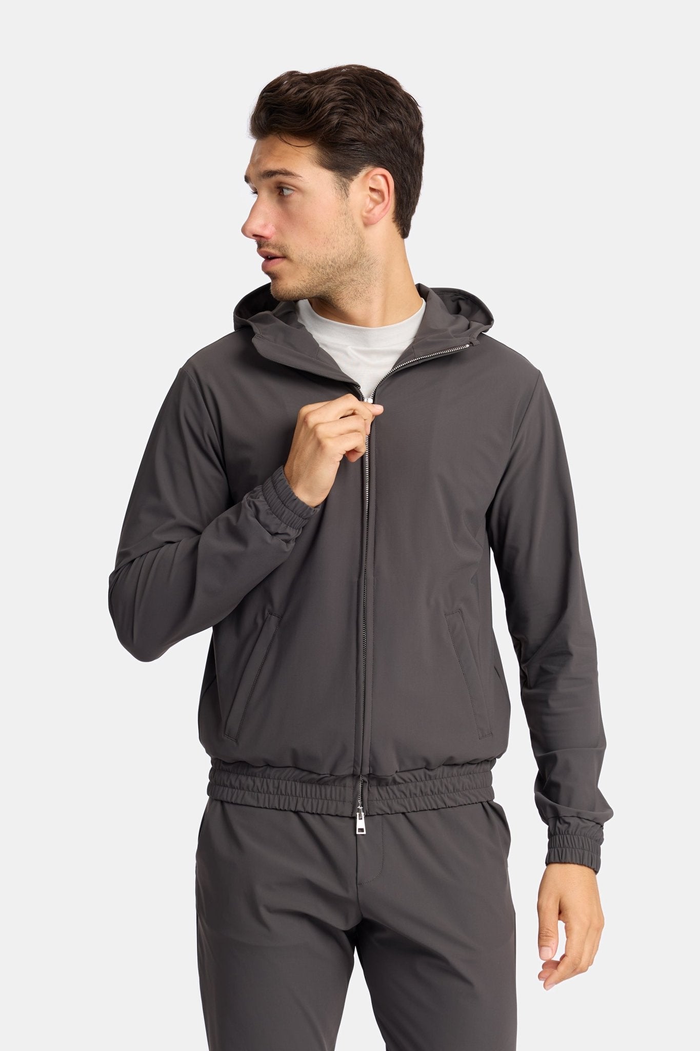 Slate Grey Hooded Tech Suit - Stylish Comfort & Performance Homme8 Trainingspak