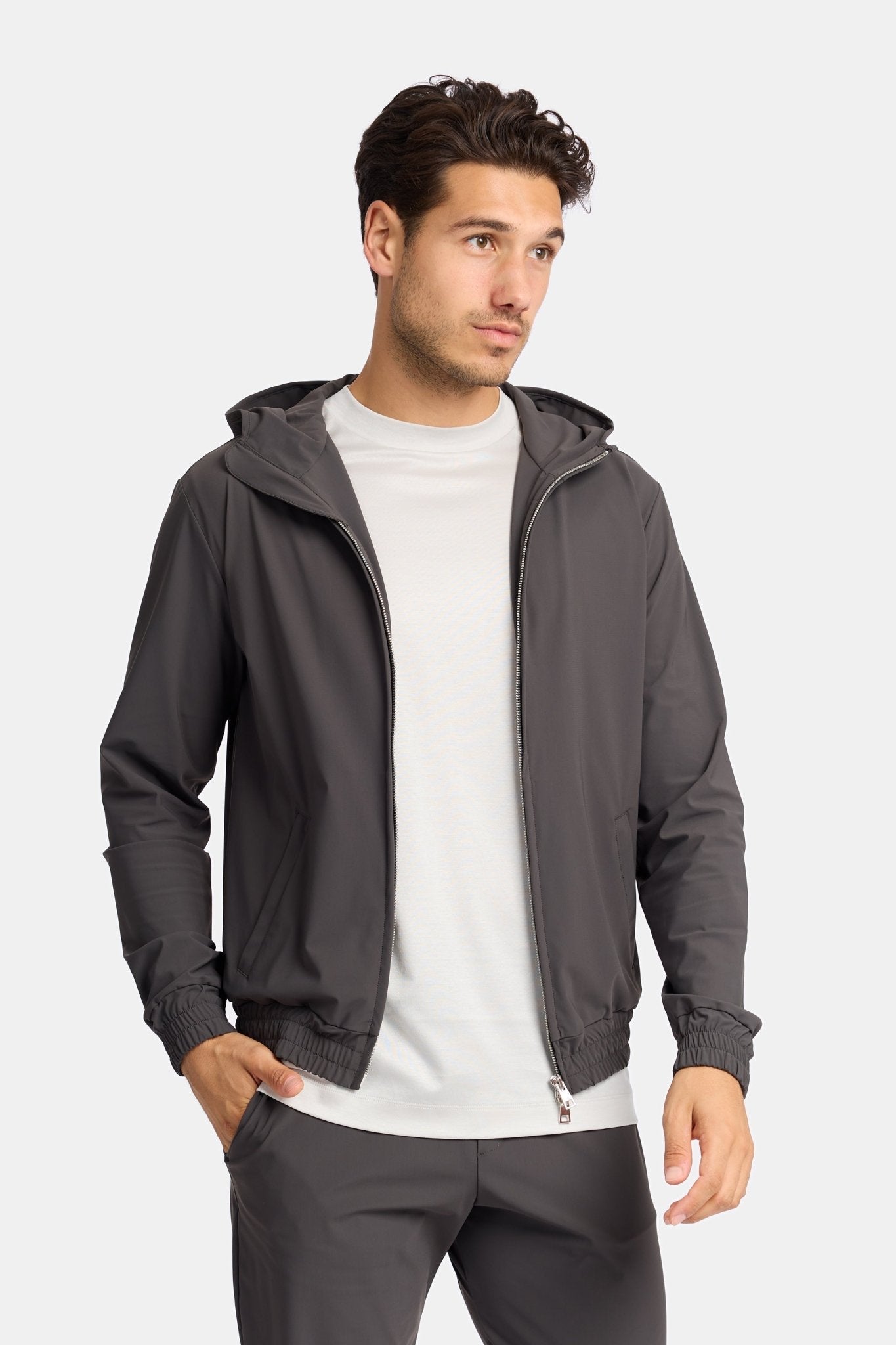 Slate Grey Hooded Tech Suit - Stylish Comfort & Performance Homme8 Trainingspak