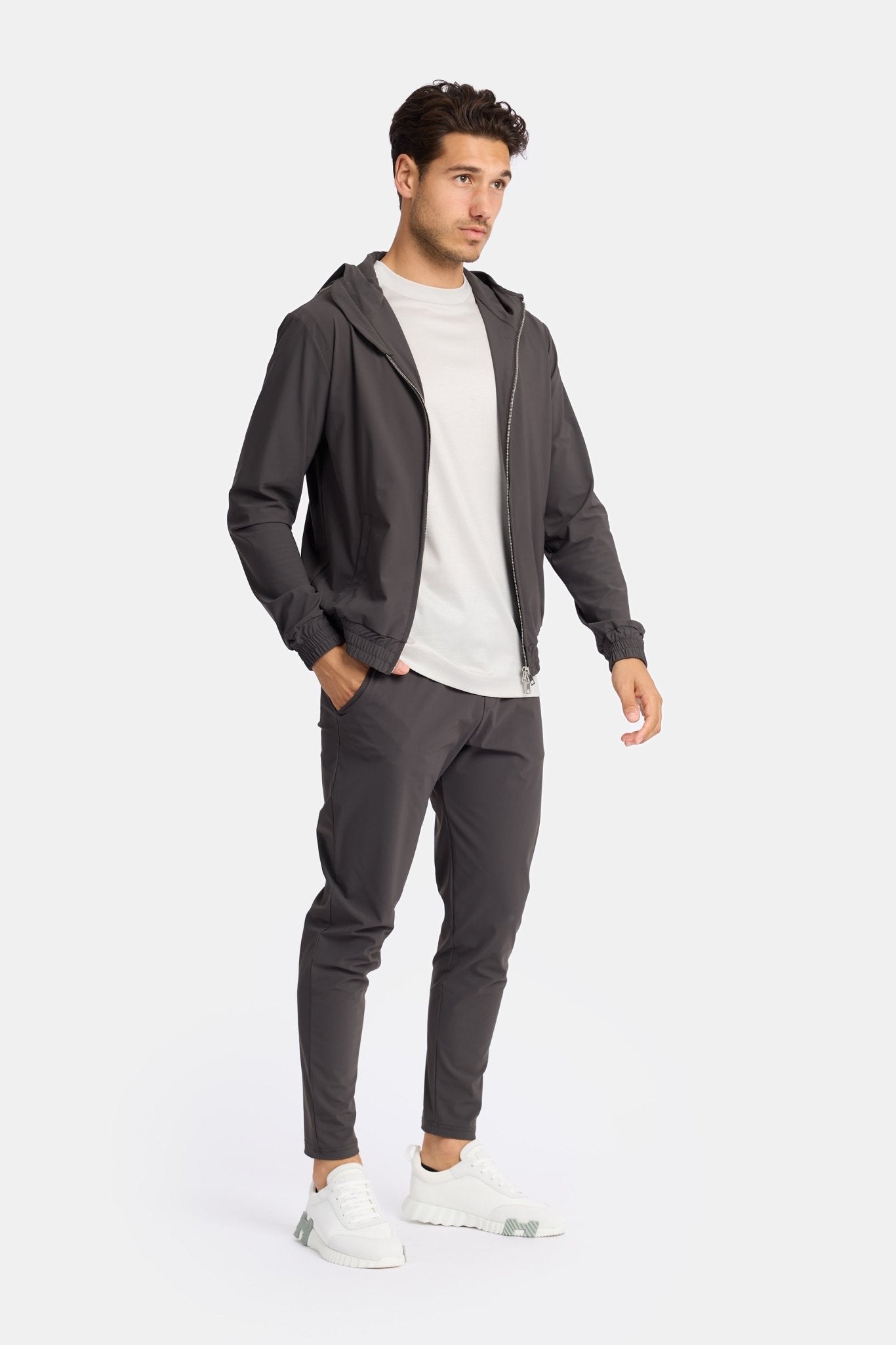 Slate Grey Hooded Tech Suit - Stylish Comfort & Performance Homme8 Trainingspak