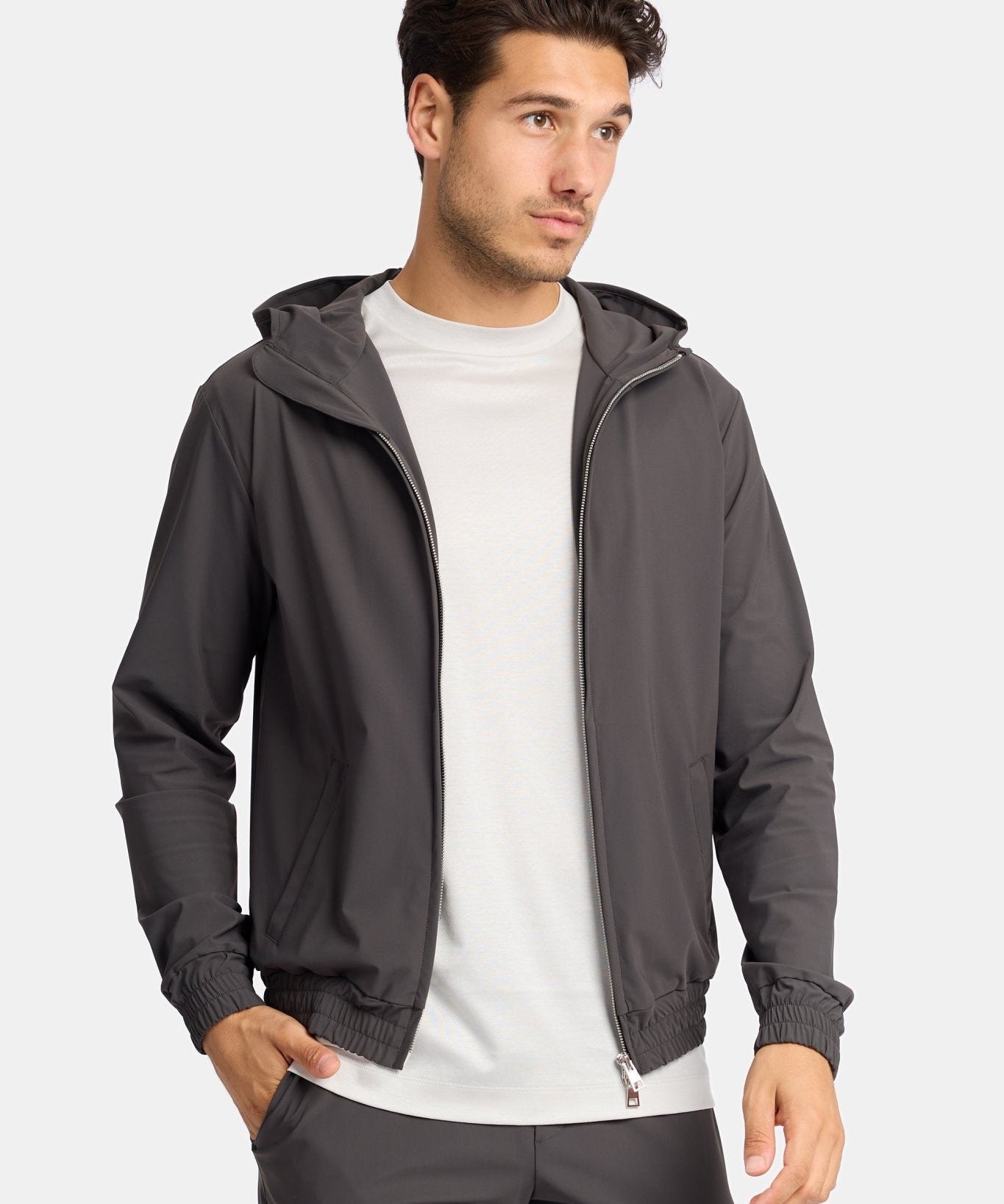 Slate Grey Tech Vest with Hood - Stylish & Functional Outdoor Gear Homme8 Trainingspak