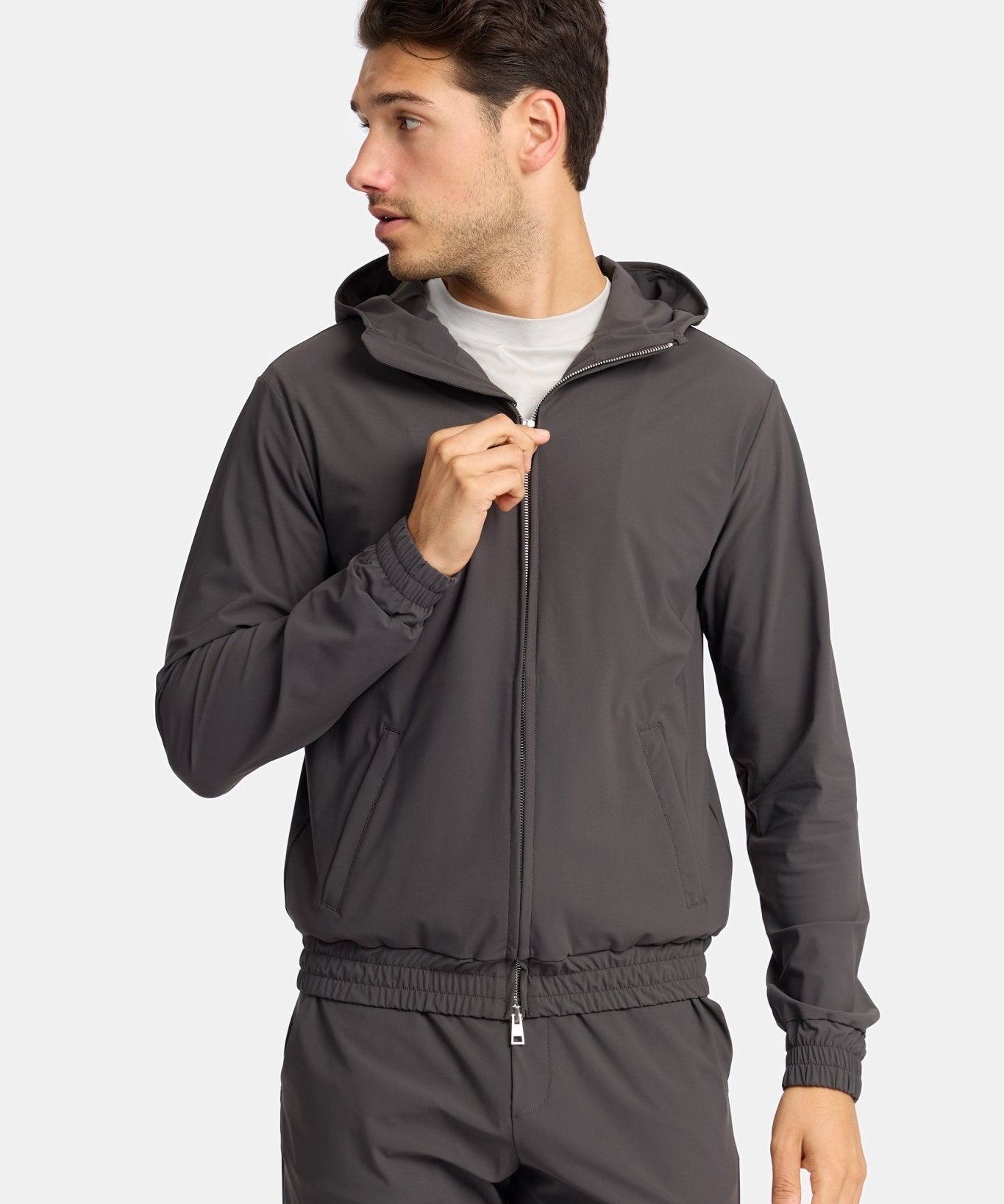 Slate Grey Tech Vest with Hood - Stylish & Functional Outdoor Gear Homme8 Trainingspak