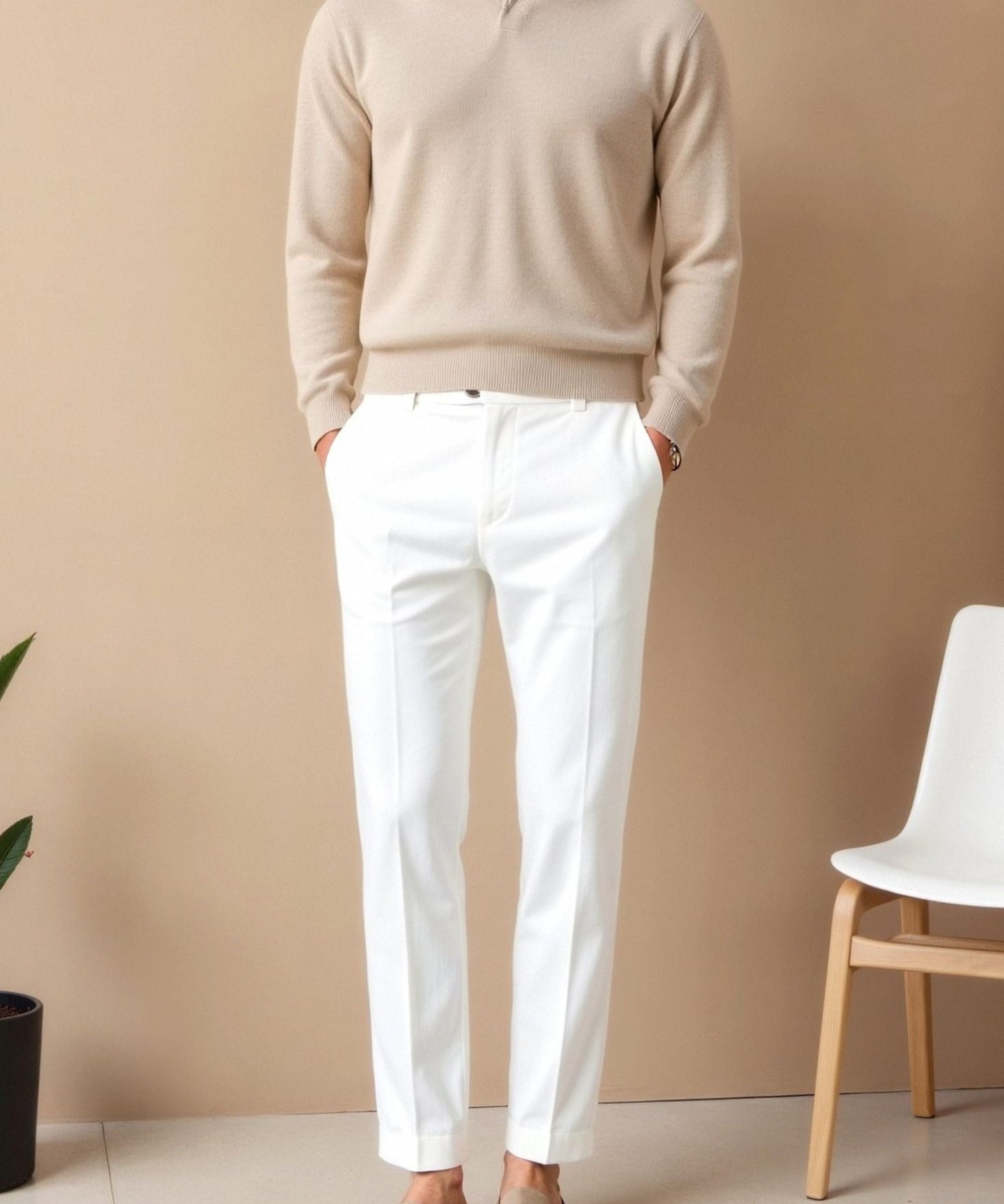 Smart Luxury Chino Ankle Pants - Regular Fit for Effortless Style Homme8 