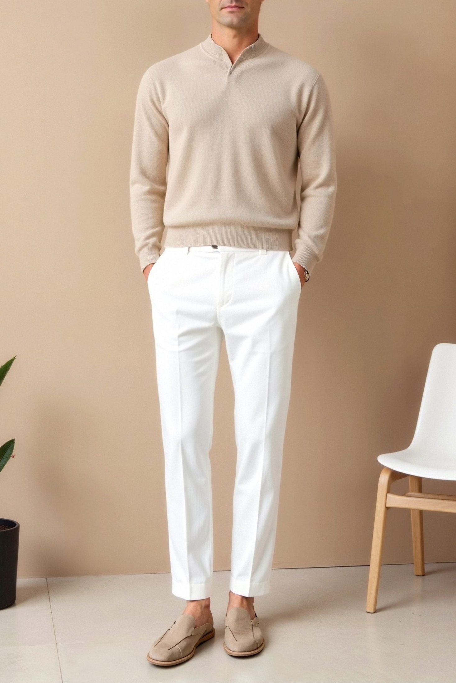 Smart Luxury Chino Ankle Pants - Regular Fit for Effortless Style Homme8 