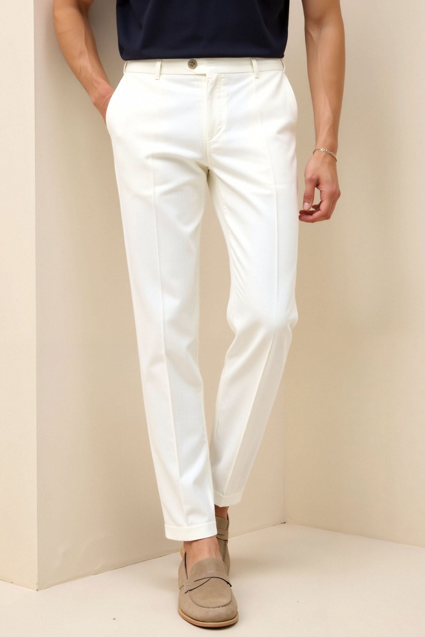Smart Luxury Chino Ankle Pants - Regular Fit for Effortless Style Homme8 