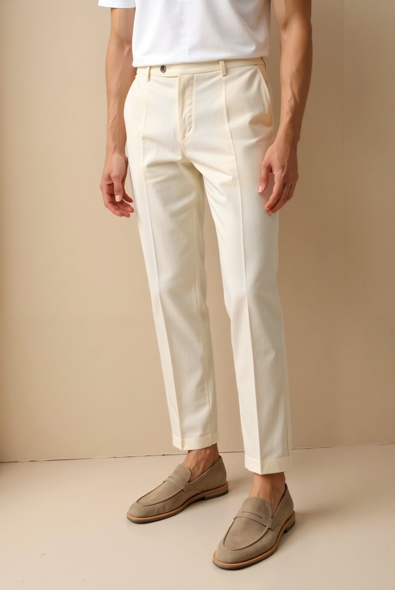 Smart Luxury Chino Ankle Pants - Regular Fit for Effortless Style Homme8 