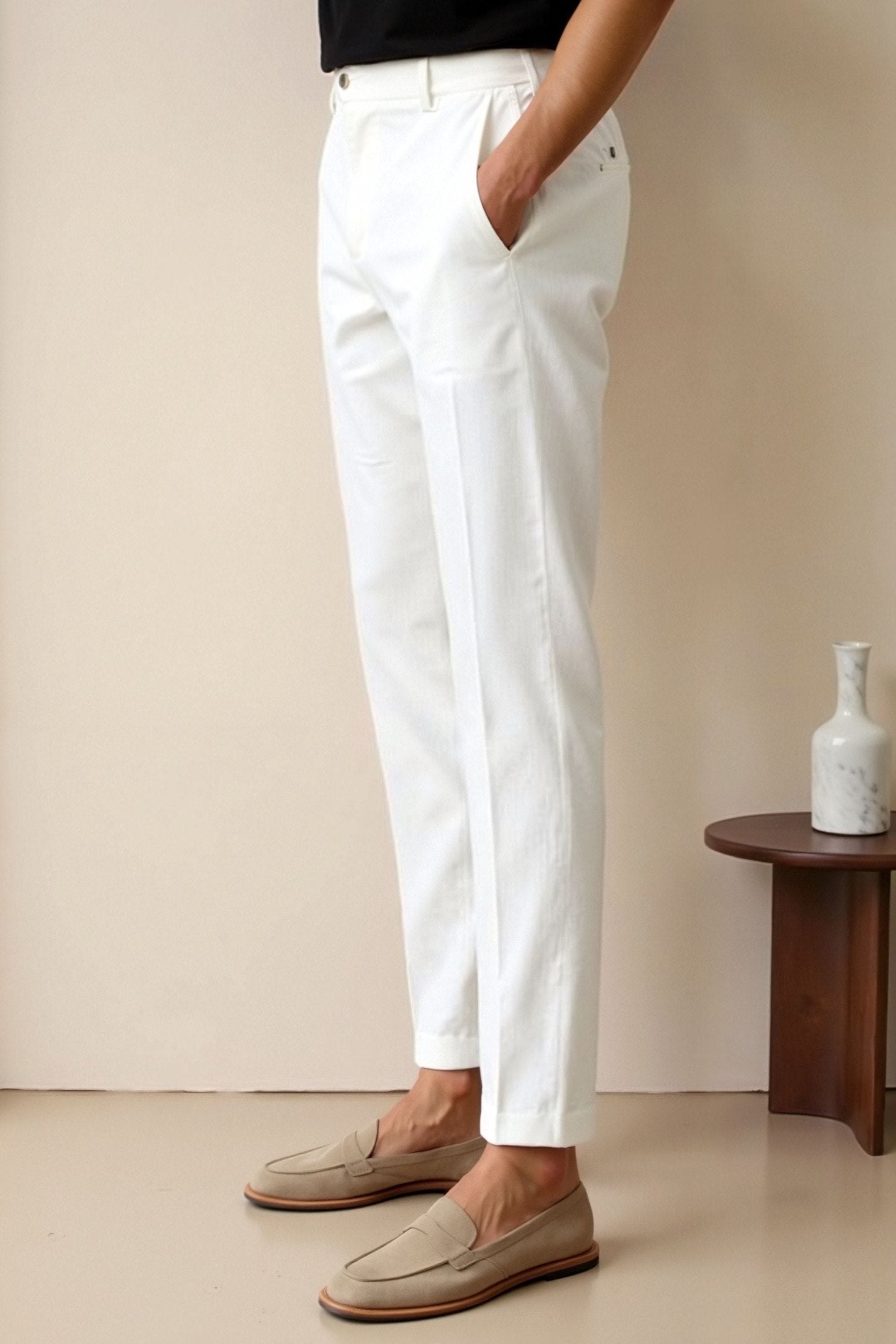 Smart Luxury Chino Ankle Pants - Regular Fit for Effortless Style Homme8 
