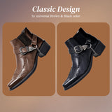 Sverre Pointed Toe Cowboy Boots with Chain Buckle Detail