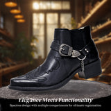 Sverre Pointed Toe Cowboy Boots with Chain Buckle Detail