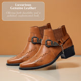 Sverre Pointed Toe Cowboy Boots with Chain Buckle Detail