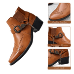 Sverre Pointed Toe Cowboy Boots with Chain Buckle Detail Homme8 