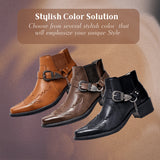 Sverre Pointed Toe Cowboy Boots with Chain Buckle Detail