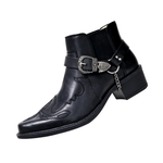 Sverre Pointed Toe Cowboy Boots with Chain Buckle Detail Homme8 